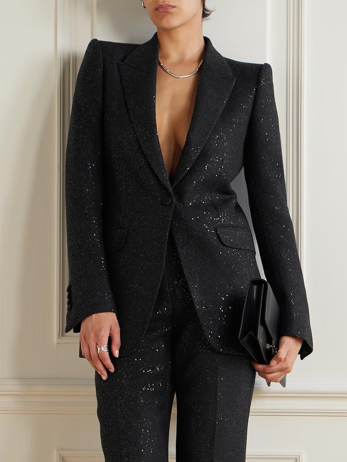 Exquisite Sequin-Embellished Blazer