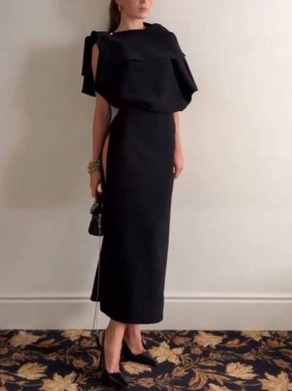 Hollow-out Side Slit Maxi Dress