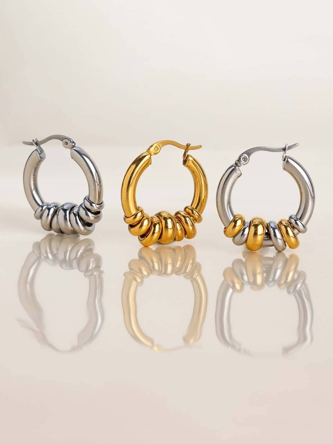 Minimalist Circle Two-Tone Earrings