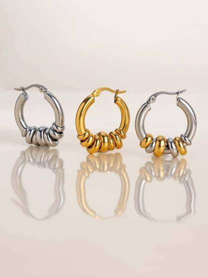 Minimalist Circle Two-Tone Earrings