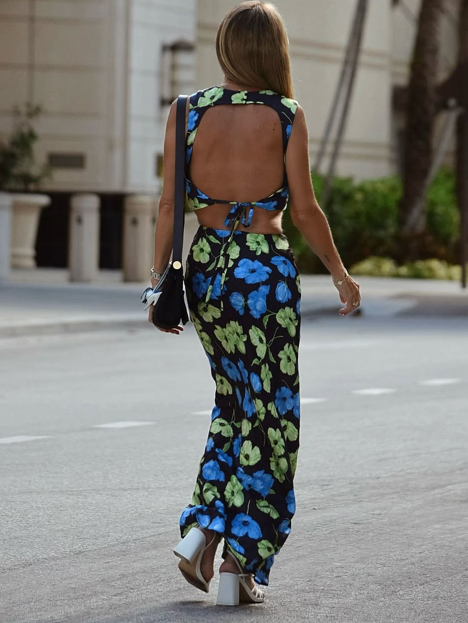 Floral-Print Long Skirt
