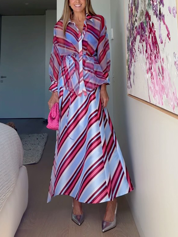 Stunning Colorful Stripe Print Skirt