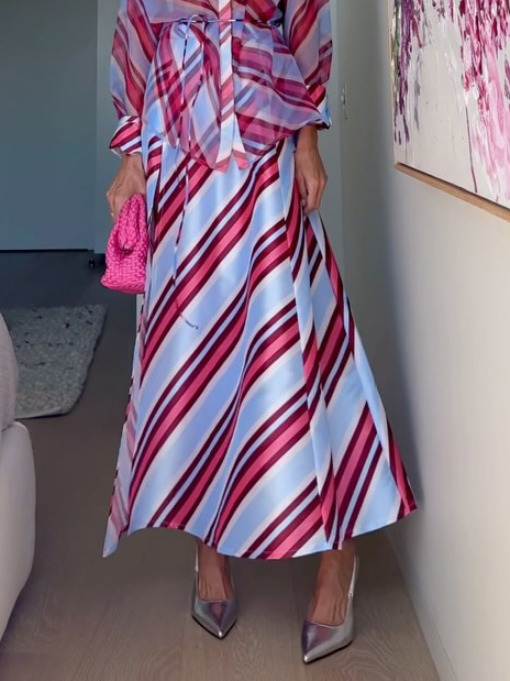 Stunning Colorful Stripe Print Skirt
