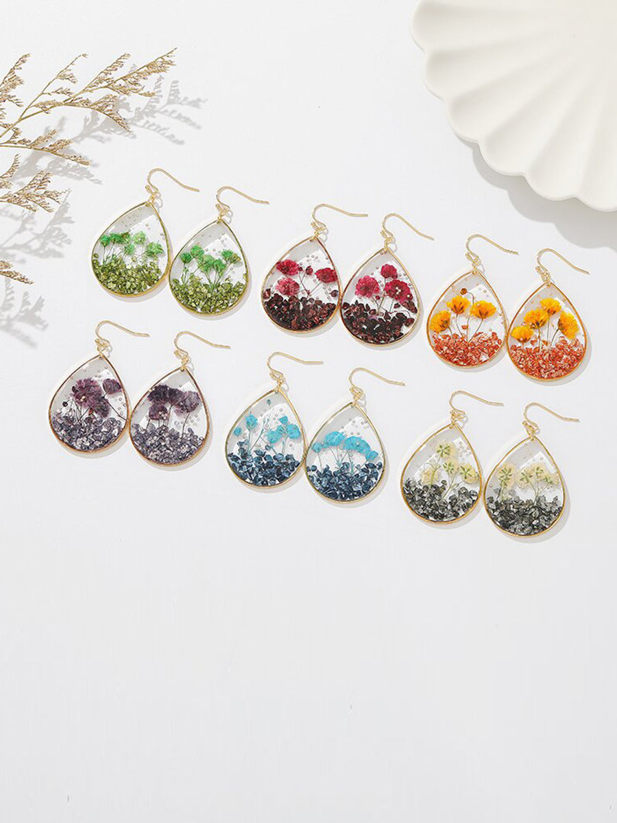 Handmade Mineral Begonia Flower Earrings LMC