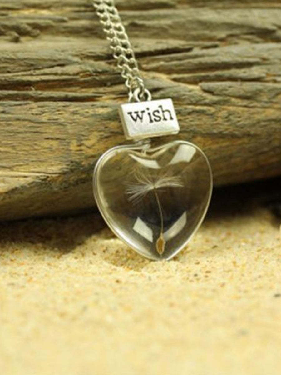 Reversible Crystal Pendant Dandelion Time Stone Necklace