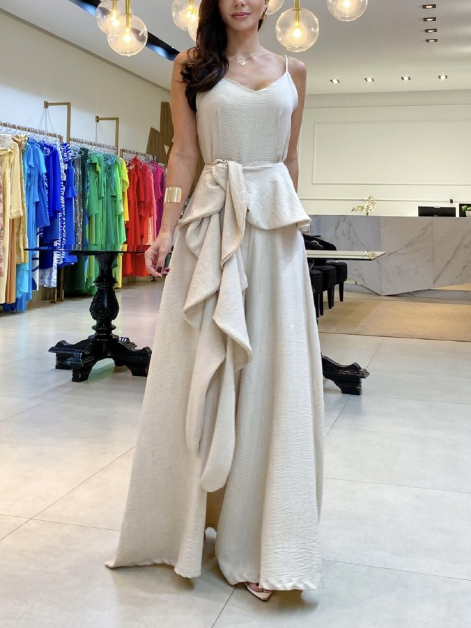 Unique Ruffled Suspender Sleeveless Jumpsuit