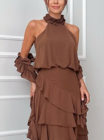 Elegant High-neck Ruffled Tank Top