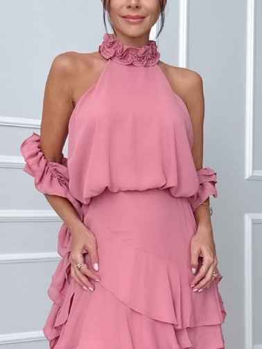 Elegant High-neck Ruffled Tank Top