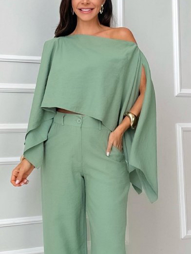 Elegant Irregular Cape Shirt And Pants Two-piece Set