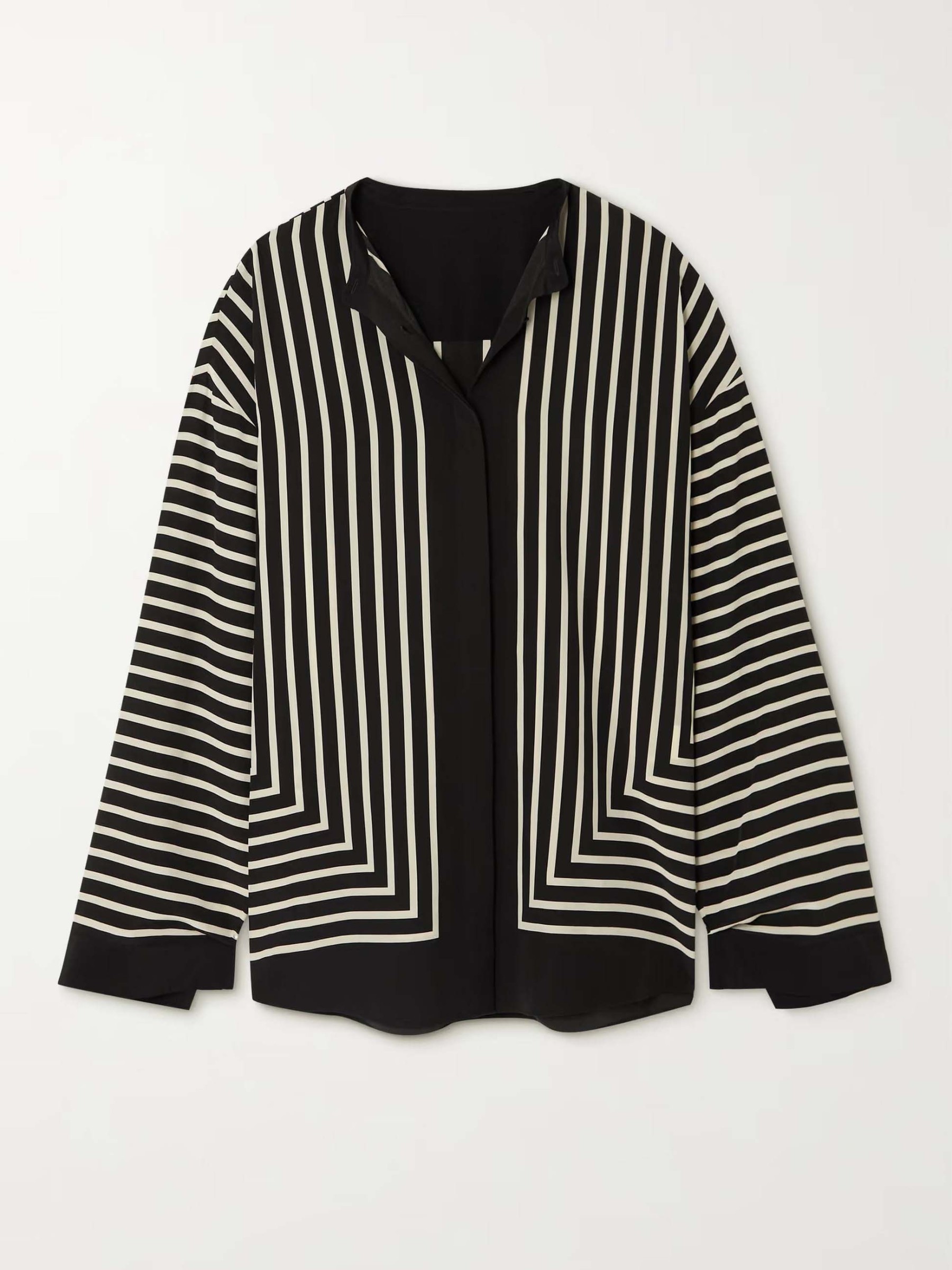 Exquisite Satin Vintage Classic Striped Loose Shirt