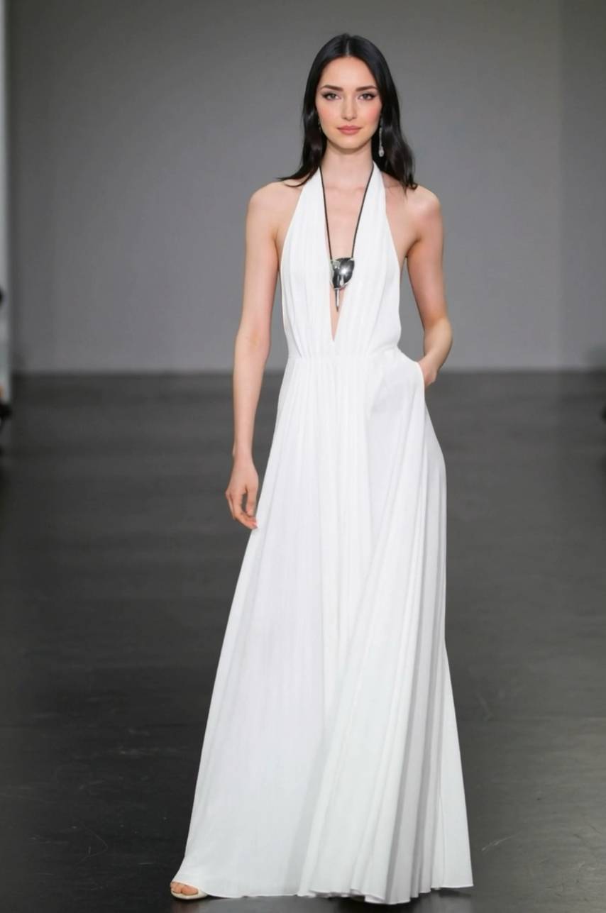 Vacation-style Halter-Neck Backless Maxi Dress