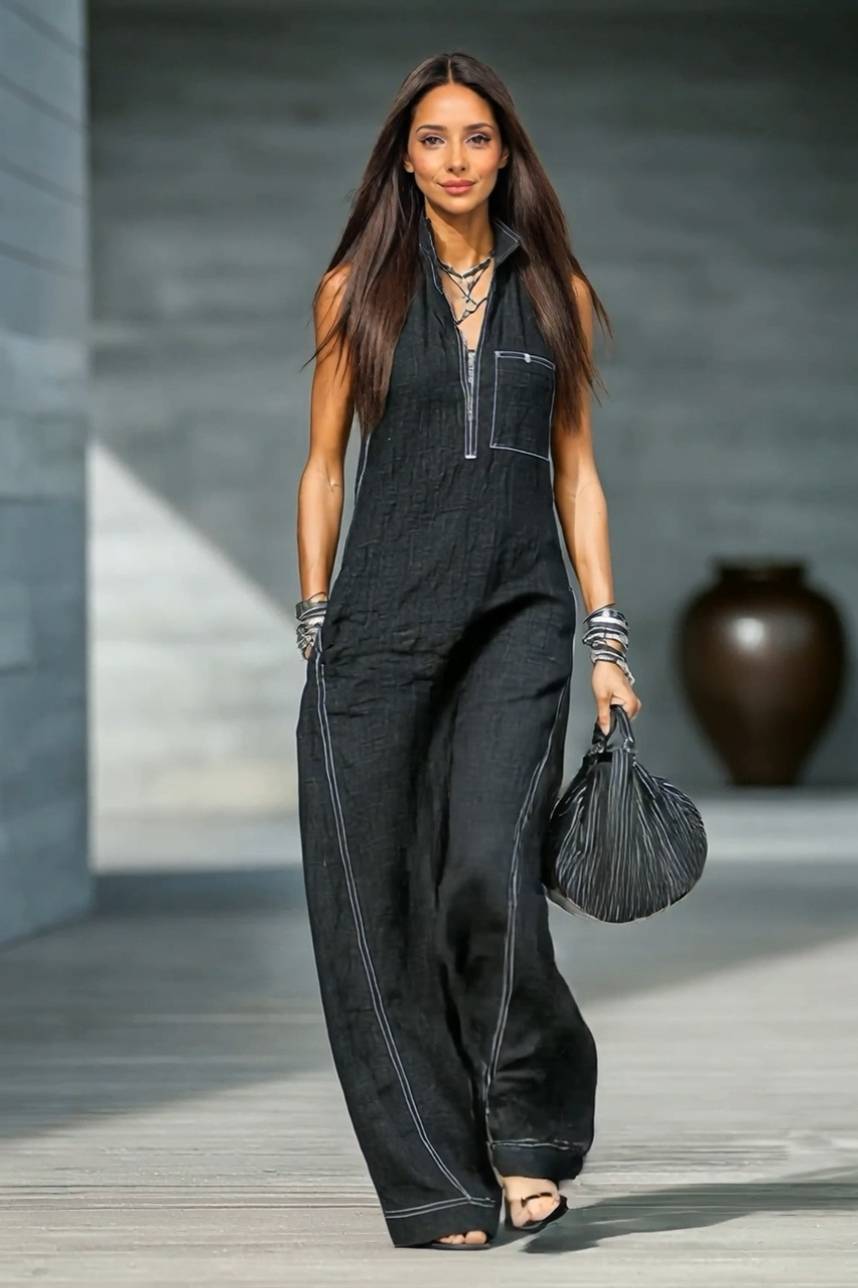 Holiday Style Color Contrast Jumpsuit