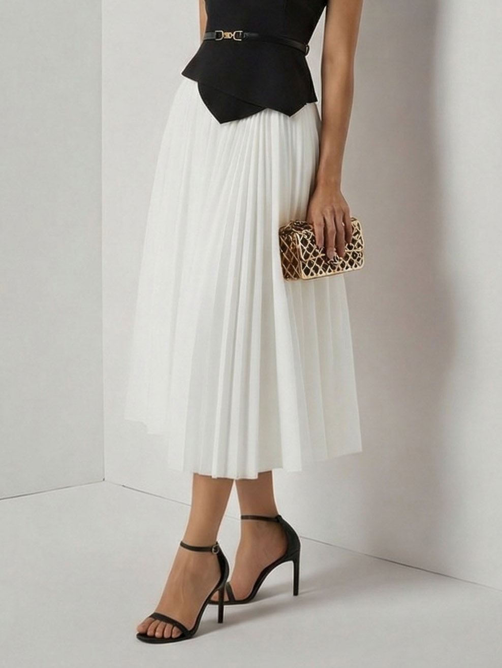 Elegant Asymmetrical Boat Neck Top & Skirt Two-Piece Set