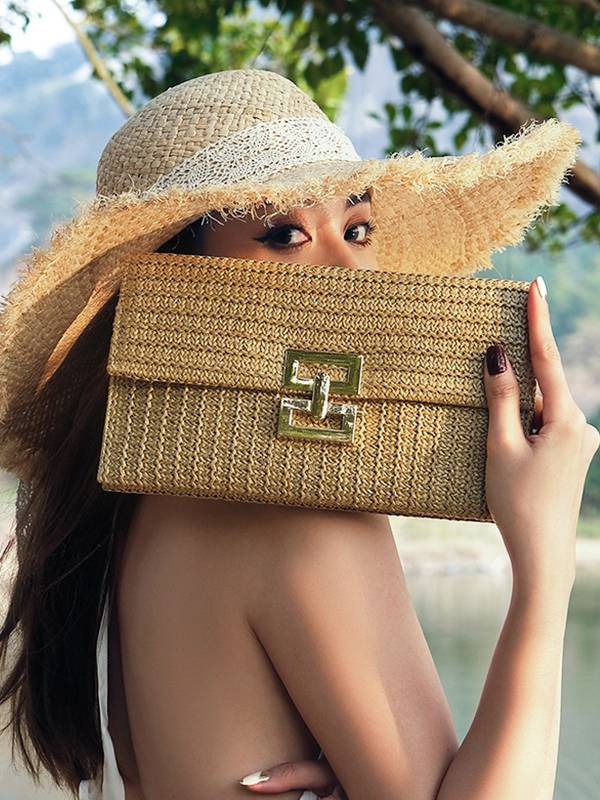 Straw Minimalist Clutch Chain Bag