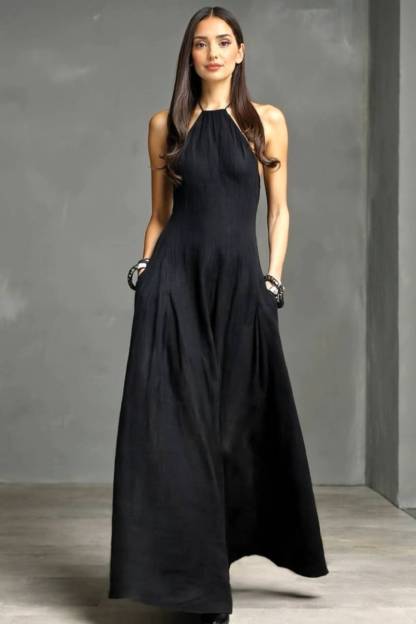 Vacation Style Halter-neck Maxi Dress