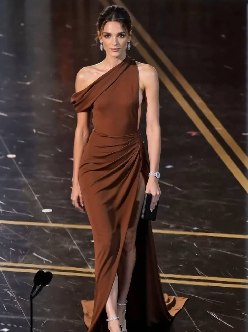 Off-shoulder Pleated Maxi Dress