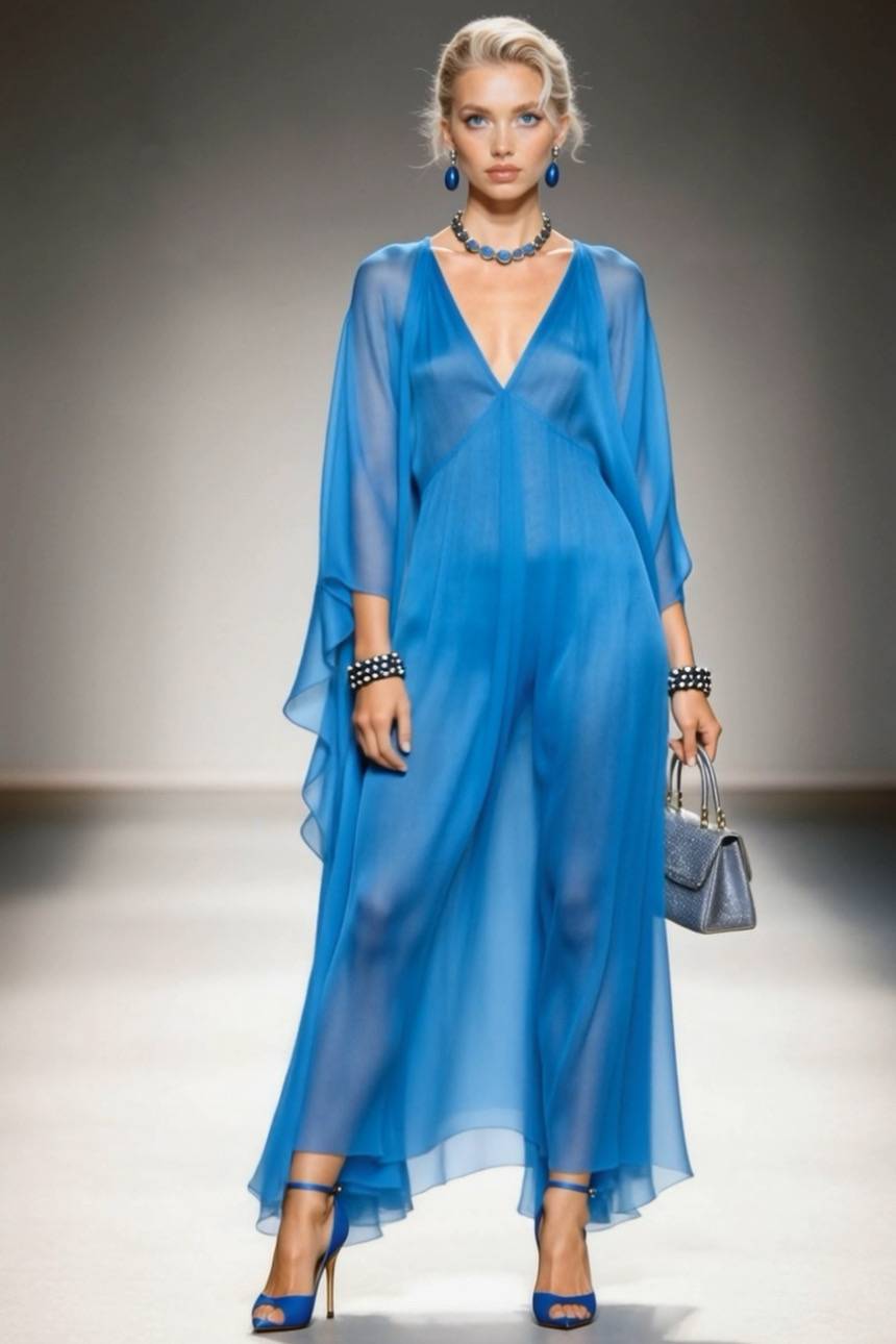 V-Neck Chiffon Maxi Dress