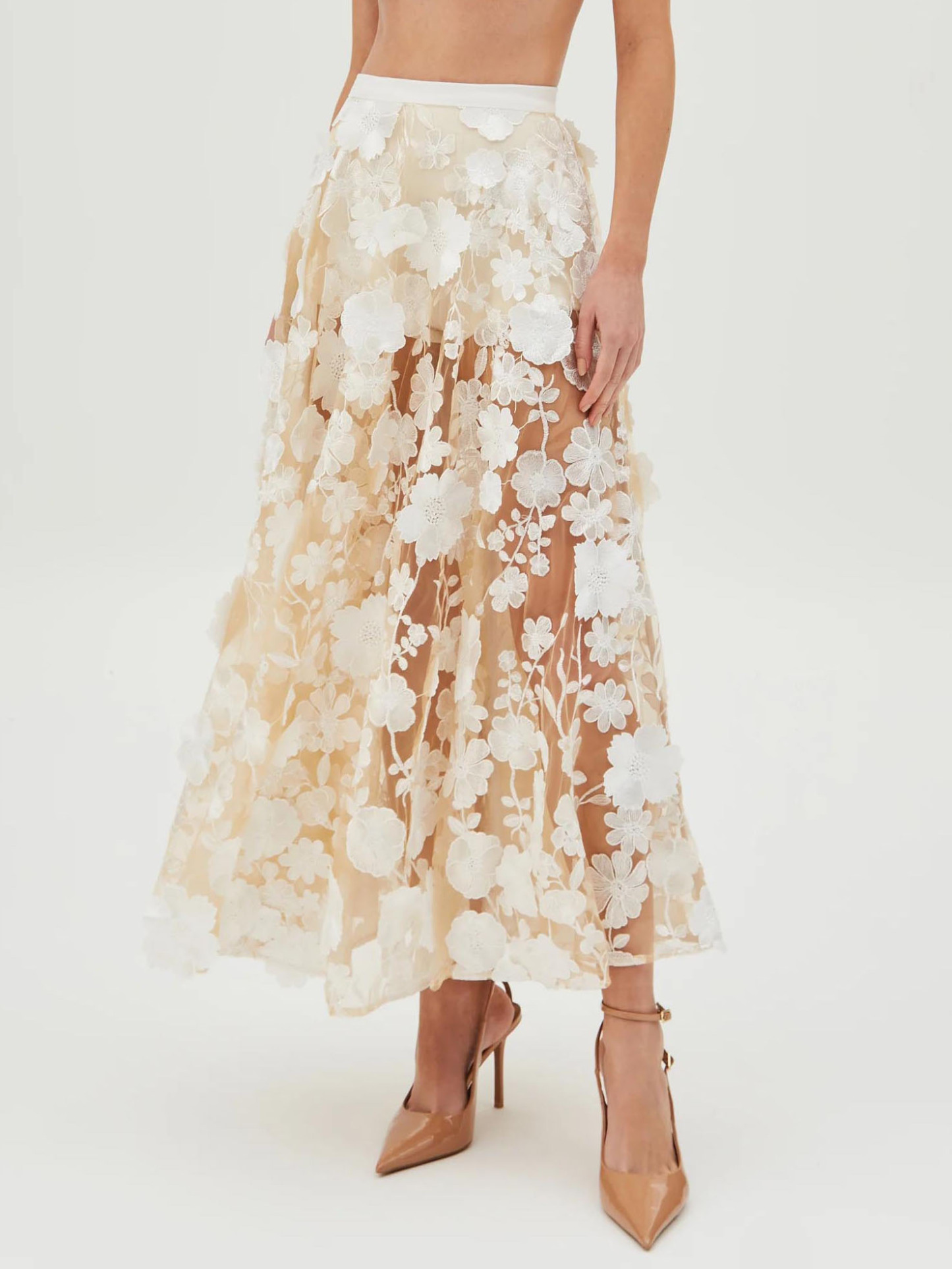 Exquisite Floral Embroidered Sheer Maxi Skirt – Likemychoice