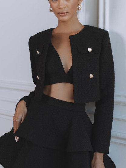 Elegant Textured Short Blazer
