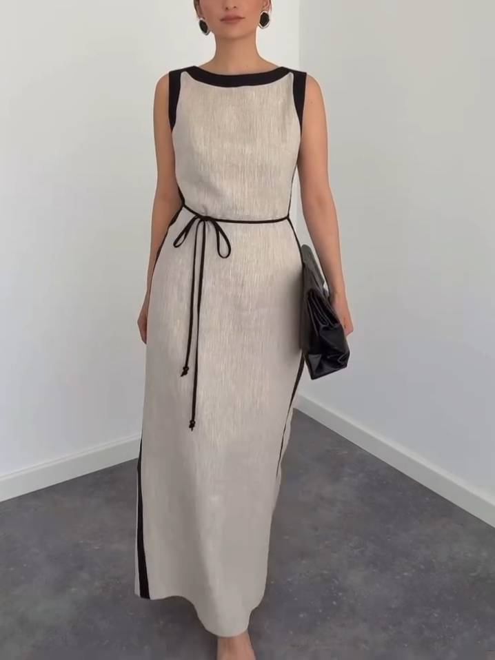Minimalist Color Contrast Dress