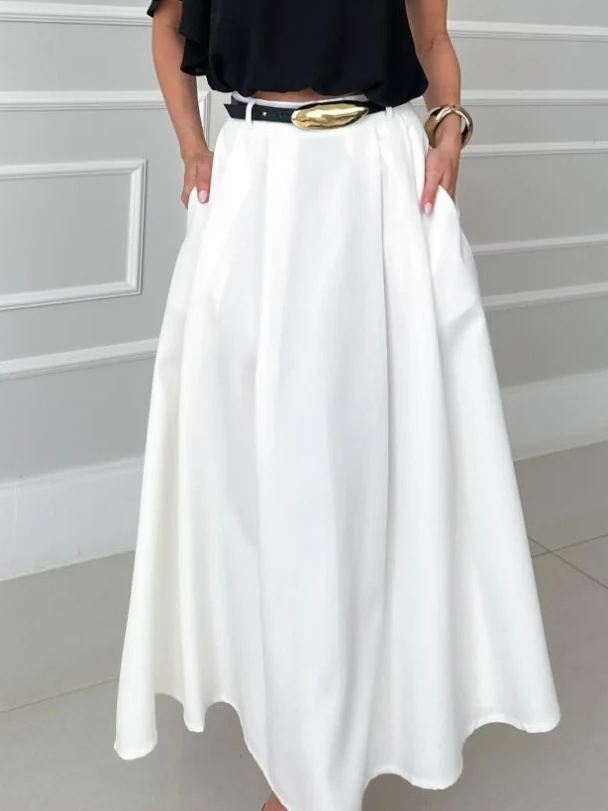 Elegant Asymmetrical Collar Shirt & Skirt Two-Piece Set