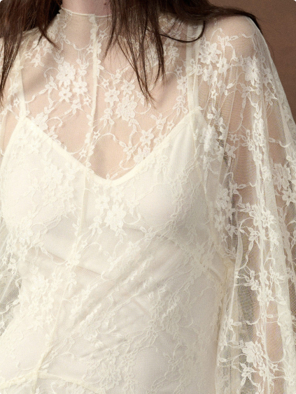 Floral Lace Laminated Short Dress