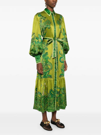 Exquisite Graphic Print Single-breasted Midi Dress