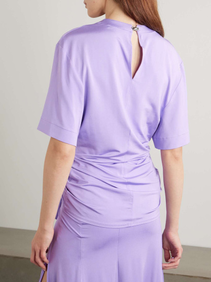 Modern Exquisite Knotted Pleated Stretch Jersey T-shirt