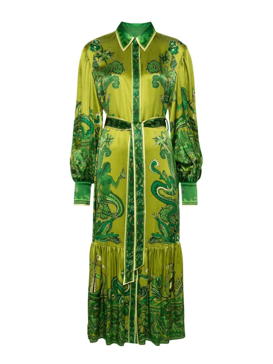 Exquisite Graphic Print Single-breasted Midi Dress