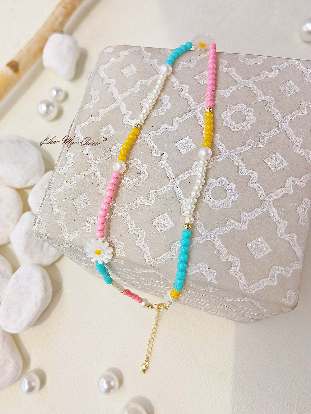 Handmade Colorful Beaded Real Pearl Necklace for Summer