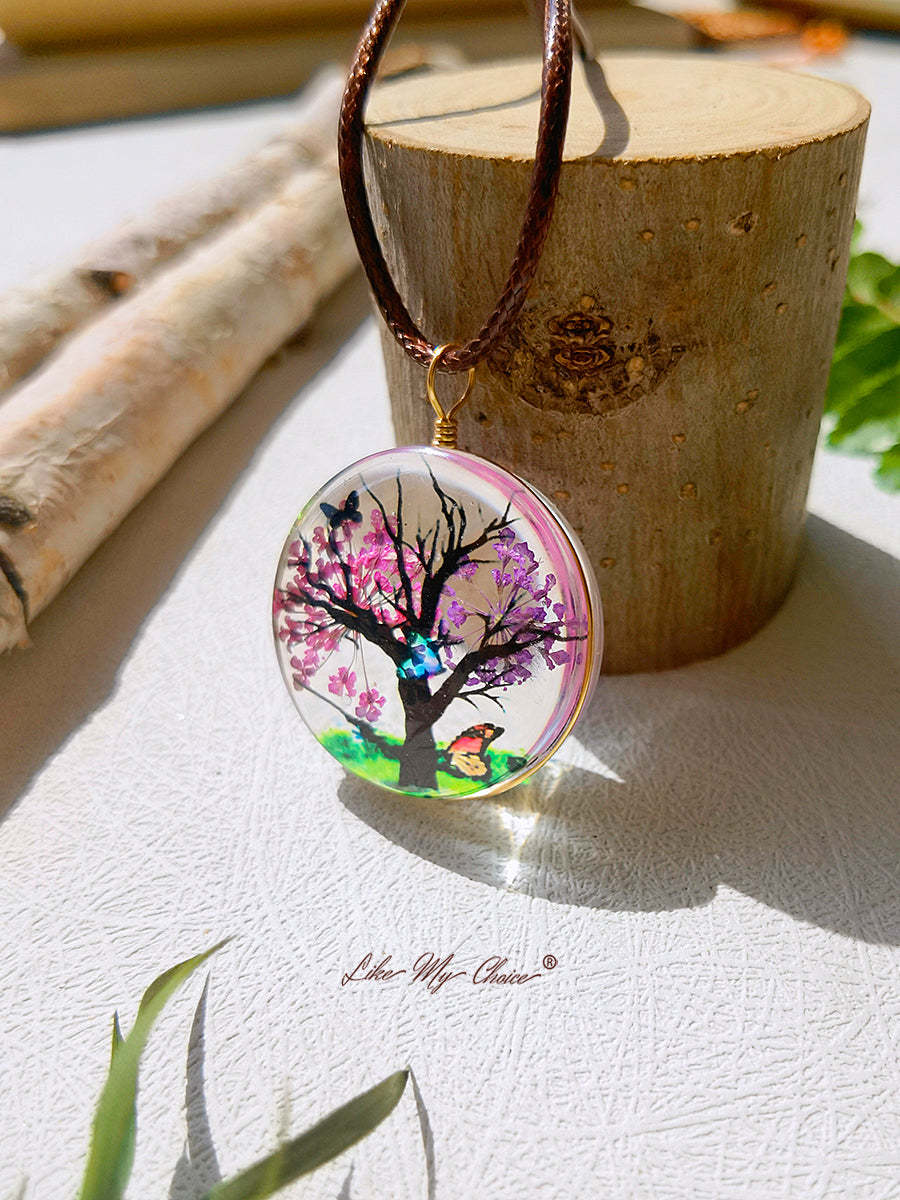 Plum Blossom Tree of Life Pendant Necklace