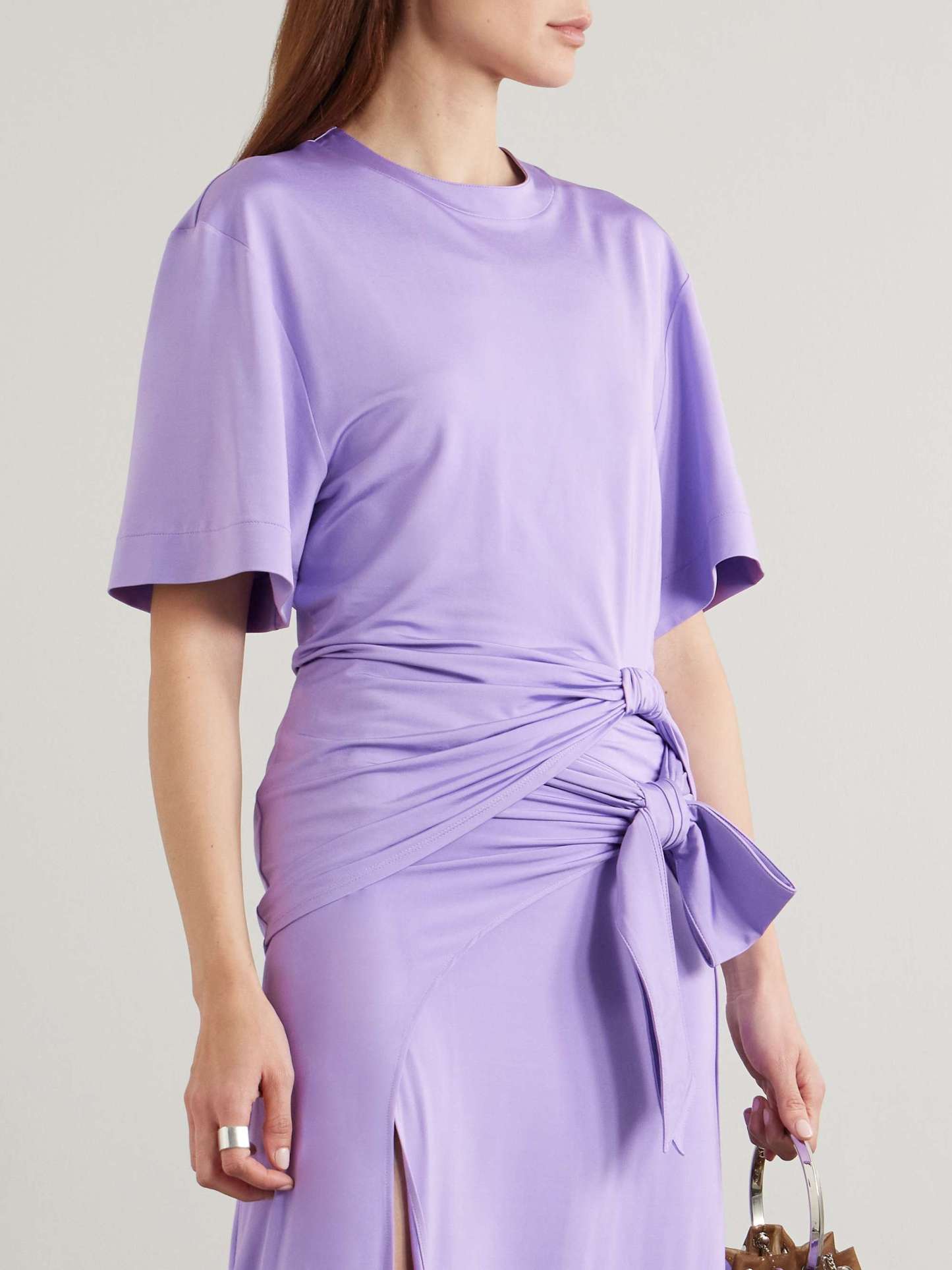 Modern Exquisite Knotted Pleated Stretch Jersey T-shirt