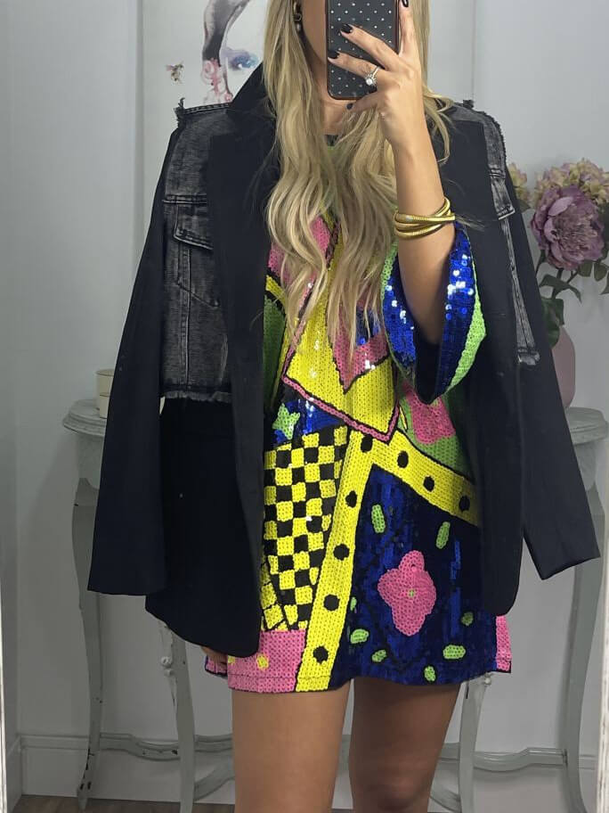 Unique Sequin Creative Pattern Loose T-shirt