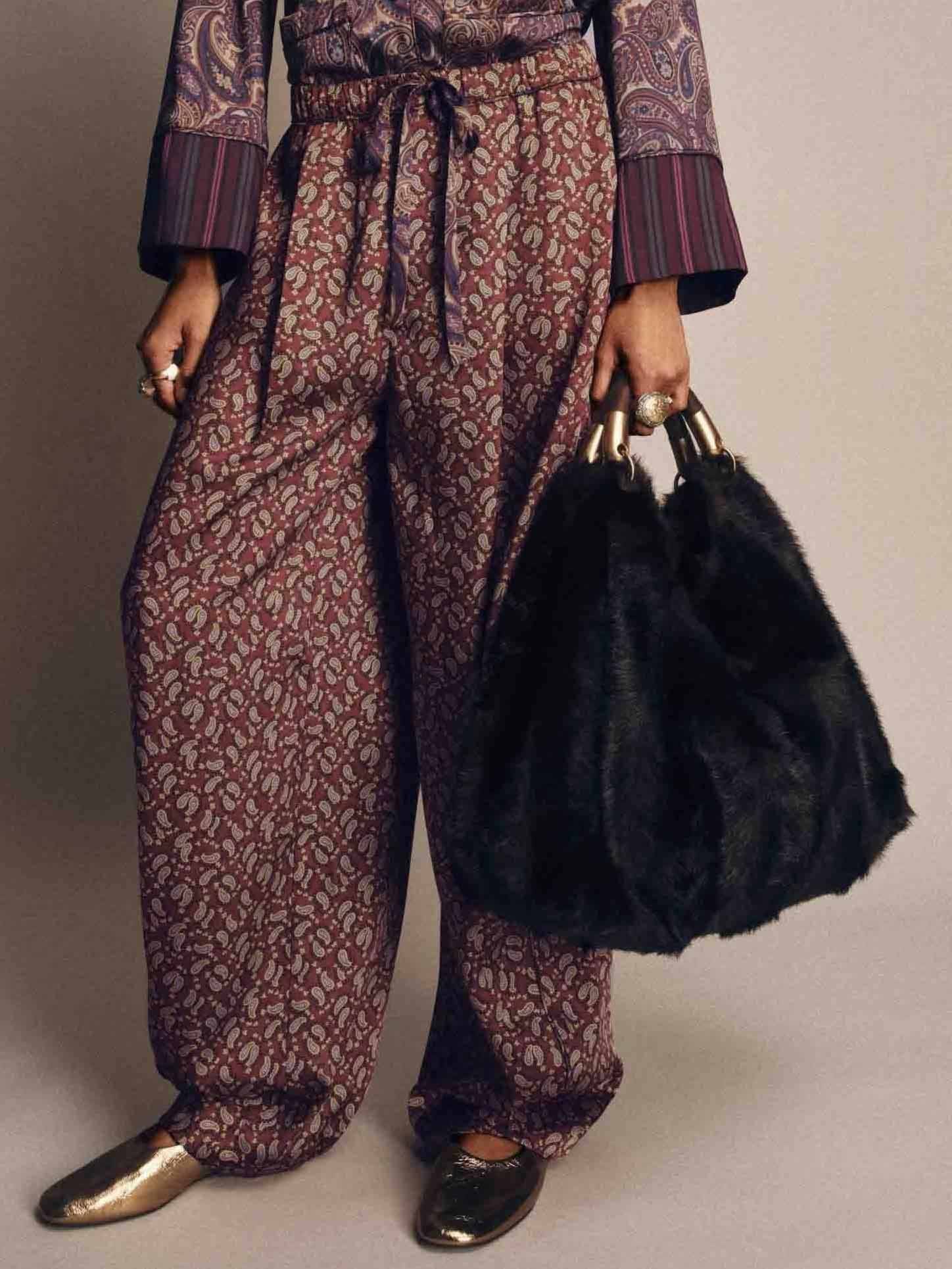 Retro Paisley Print Pants