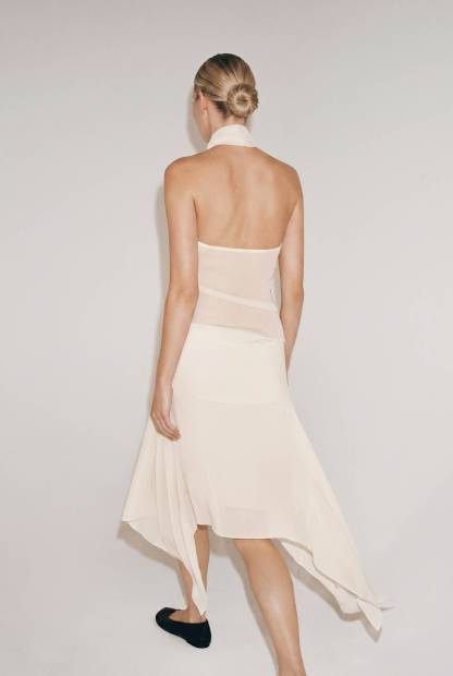 Halter-Neck Top And Irregular Hem Skirt Suit