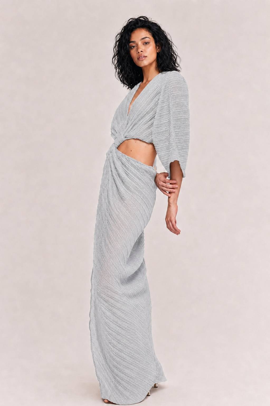 Sexy Twist-Front Cut-Out Maxi Dress