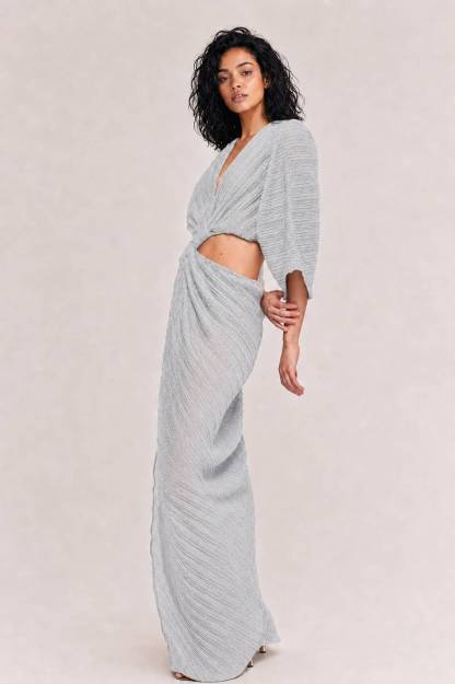 Sexy Twist-Front Cut-Out Maxi Dress