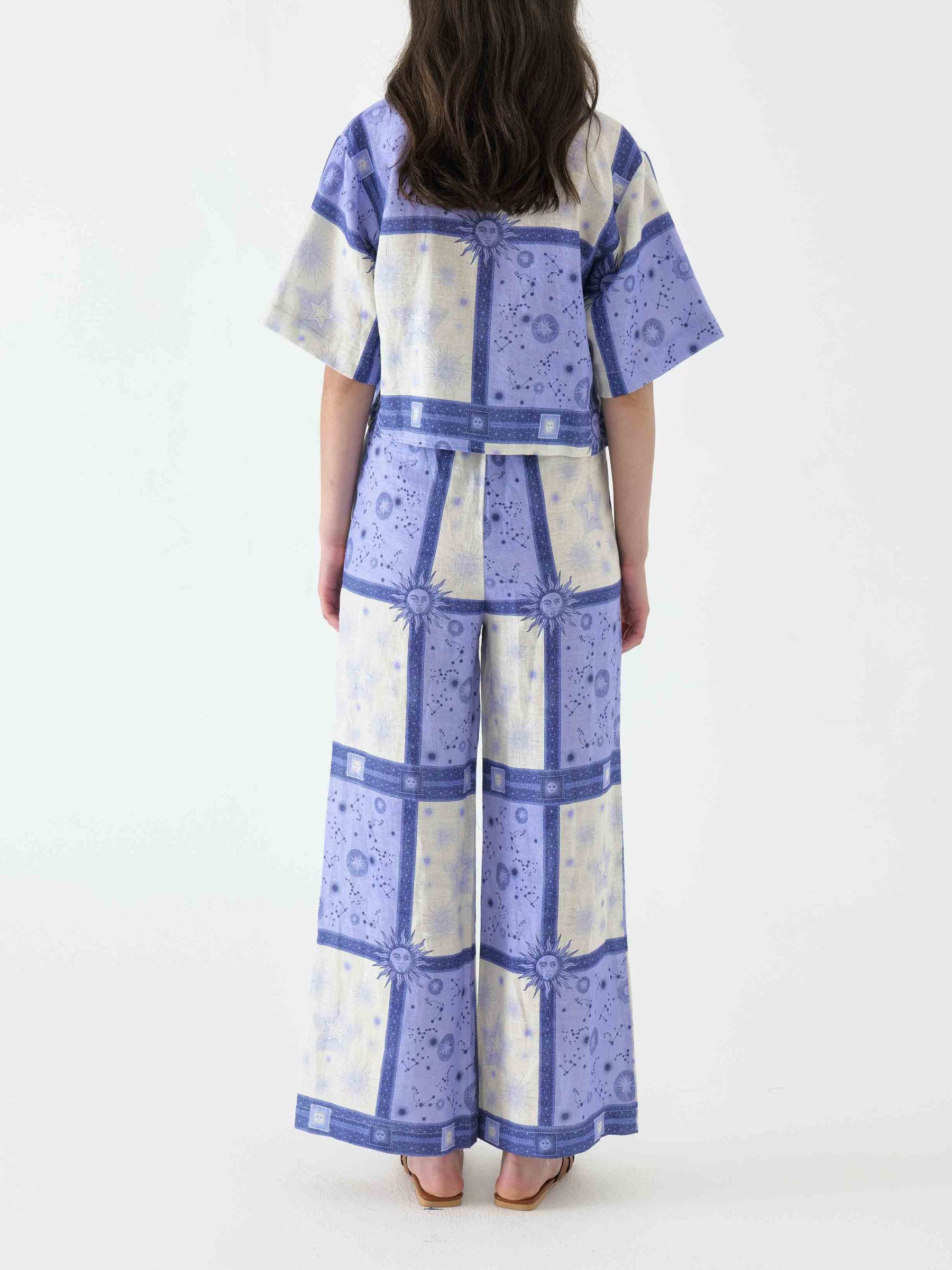 Exclusive Dreamy Galaxy Sun Print Wide-leg Pants