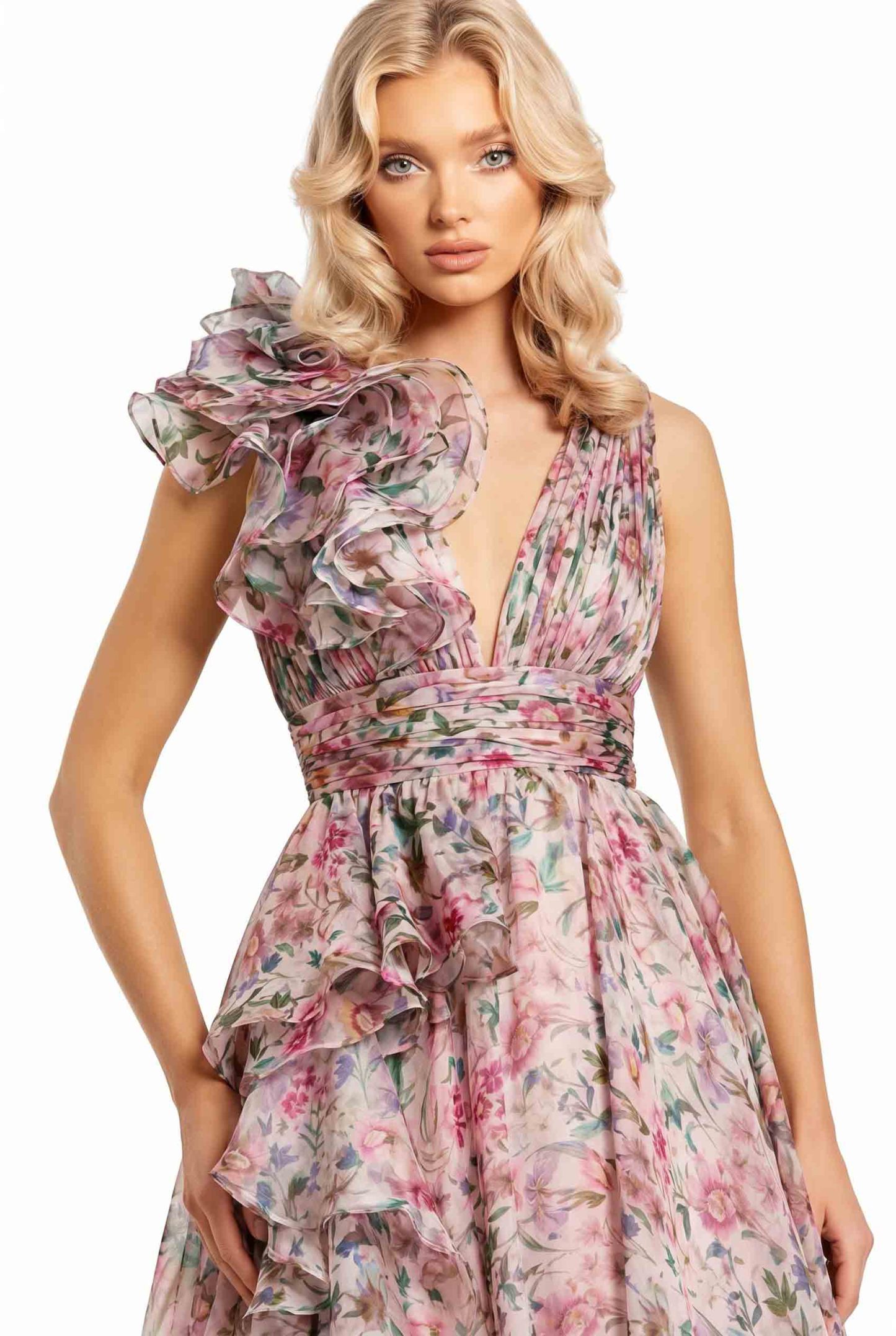 V-Neck Printed Maxi Dress