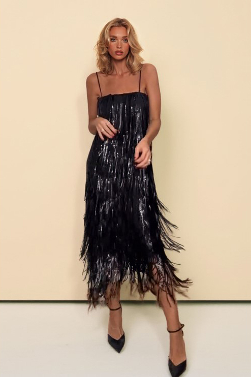 Tassel Design Sling Maxi Dress