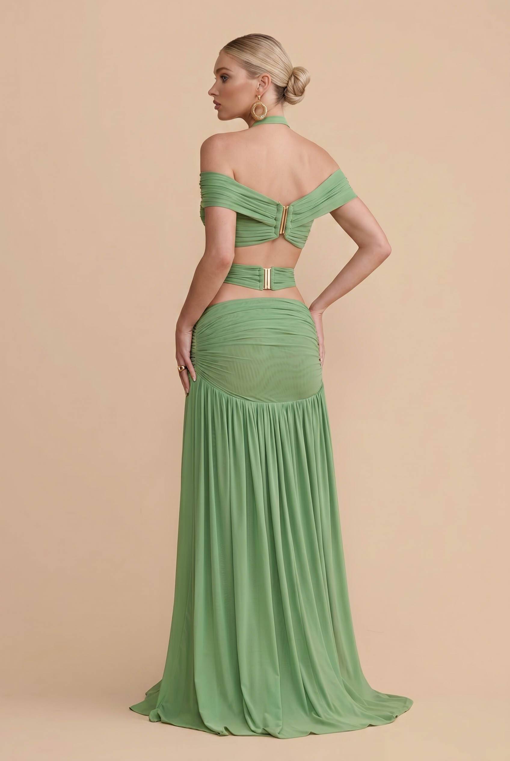 Strapless Top And Hollow Design Skirt Set
