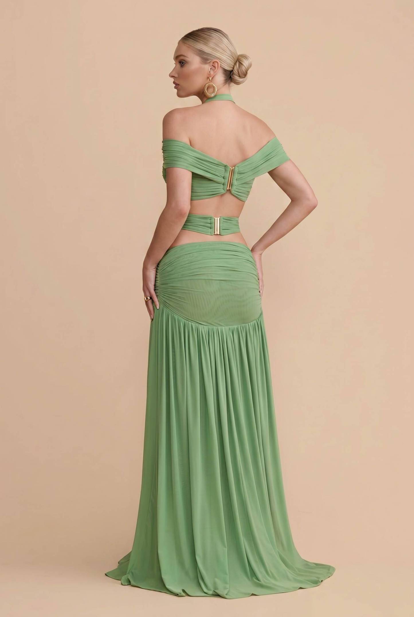 Strapless Top And Hollow Design Skirt Set