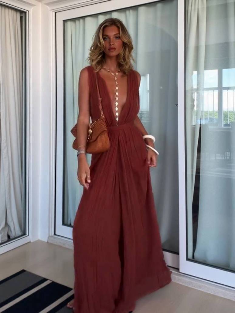 Vacation Style V-neck Lace-up Jumpsuit – Likemychoice