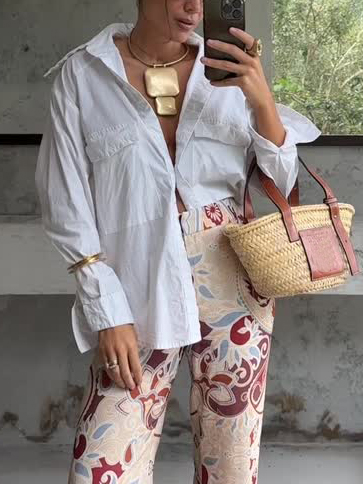 Casual Oversized White Button-Up Shirt