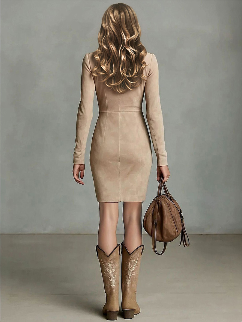 Retro Shirt Collar Embroidered Slim-fit Mini Dress