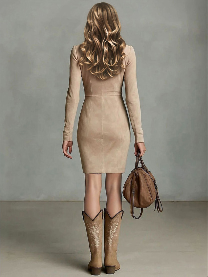 Retro Shirt Collar Embroidered Slim-fit Mini Dress