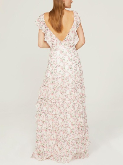 Ruffled Floral Maxi Dress 