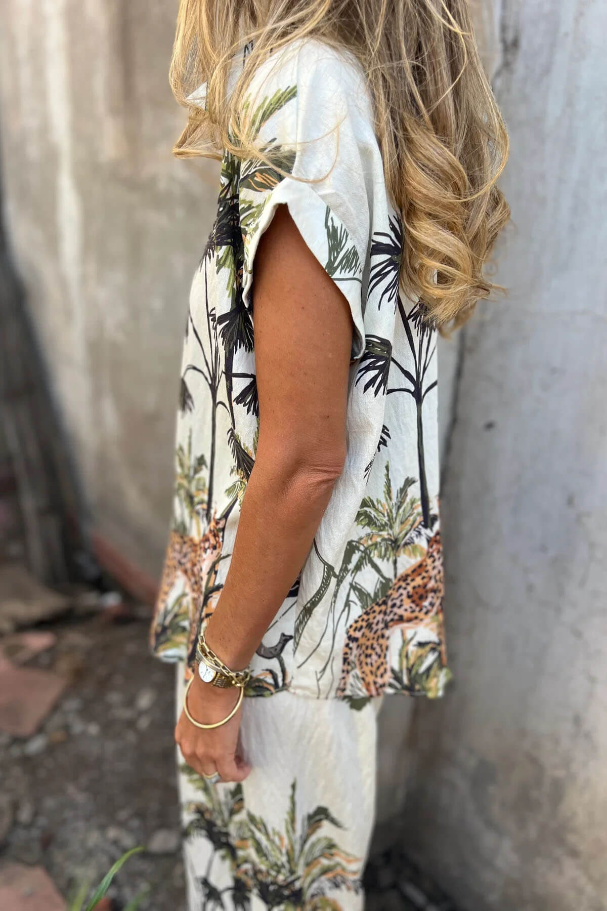 Unique Jungle Print Loose Button-Down Shirt