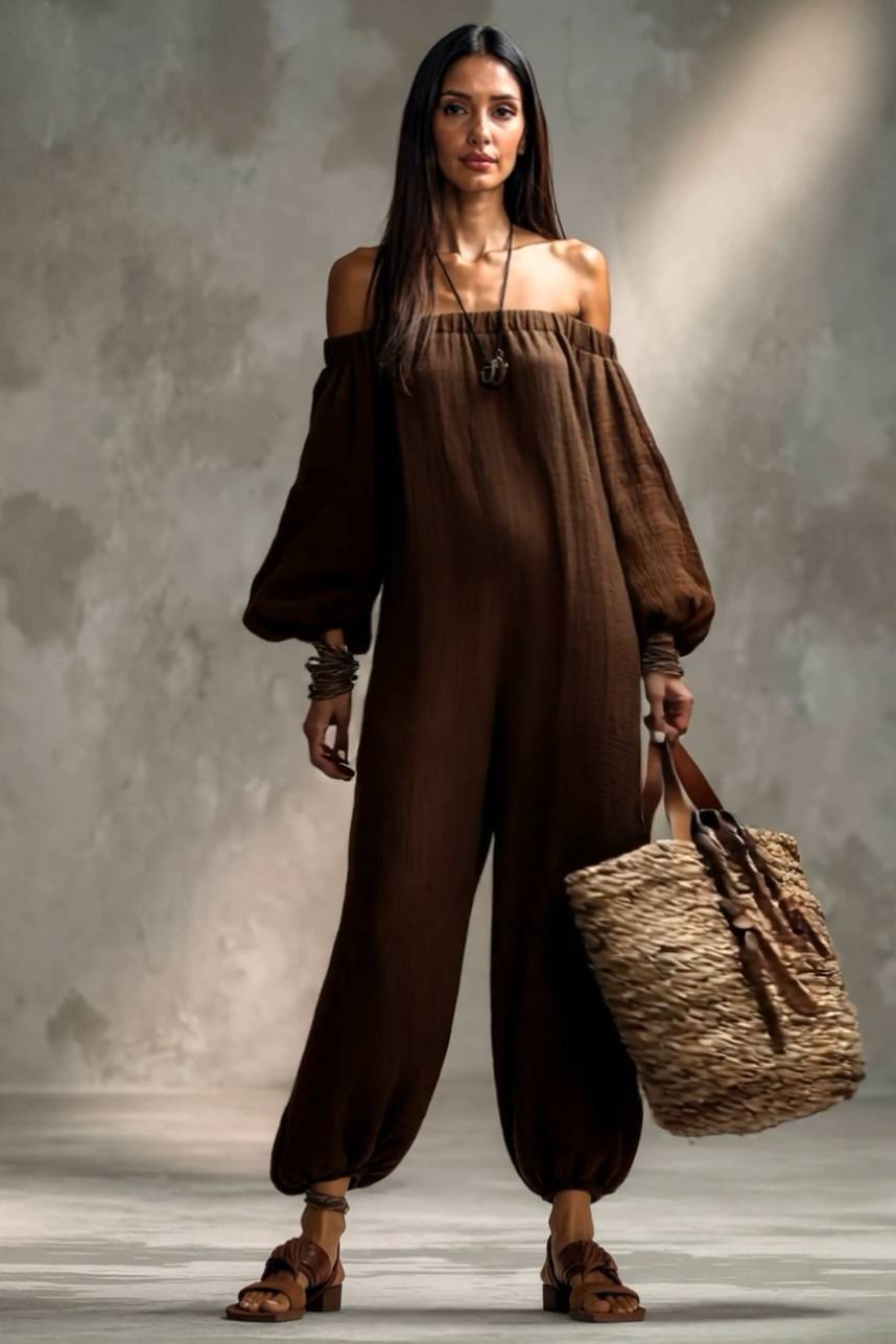 Vacation-Style Off-Shoulder Jumpsuit