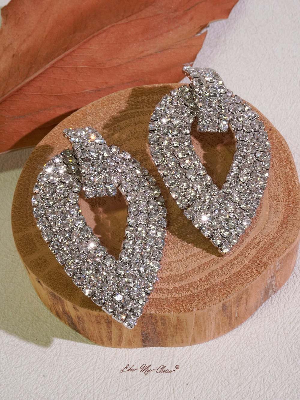 Geometric Rhinestone Clip-on Earrings